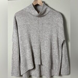 Sweater Pullover Cowl Neck High/Low Oversized Tan Knit Cozy Casual Fall Autumn